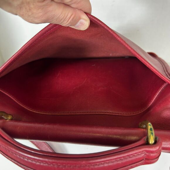 Coach Vintage 9927 Willis Red Leather Brass Top Handle Satchel Shoulder Bag - Picture 6 of 16